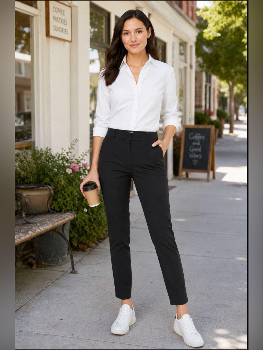 J. Crew Women's 4P Slim Ruby Crop Pants in Stretch Twill Black Career